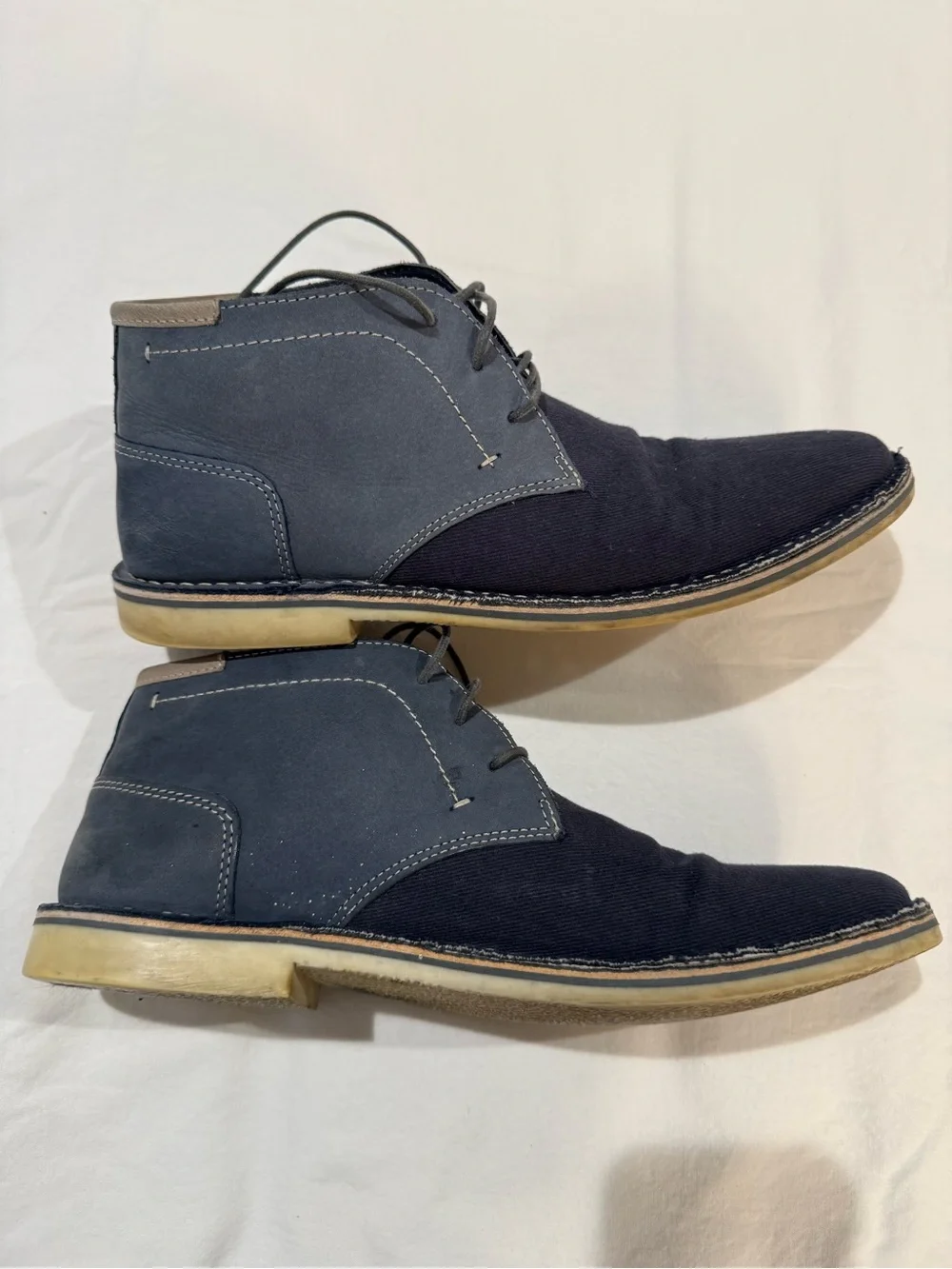 Steve Madden Two-Tone Blue Canvas Chukka Boots